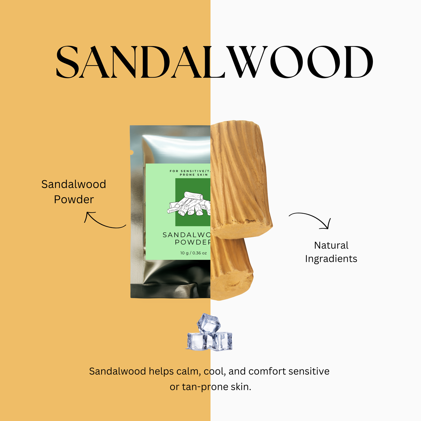 Sandal Soothe – Skincare Ice Therapy Sachets (Sandalwood Powder)
