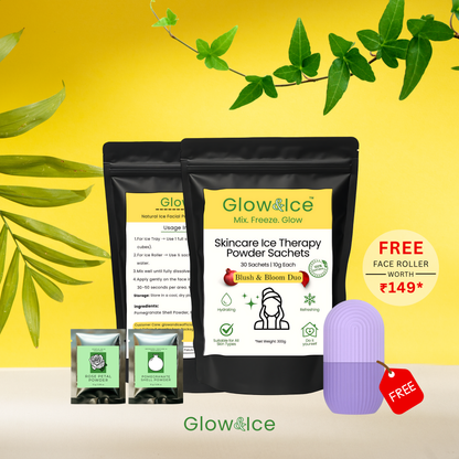 Blush & Bloom Duo – Skincare Ice Therapy Sachets (Rose & Pomegranate)