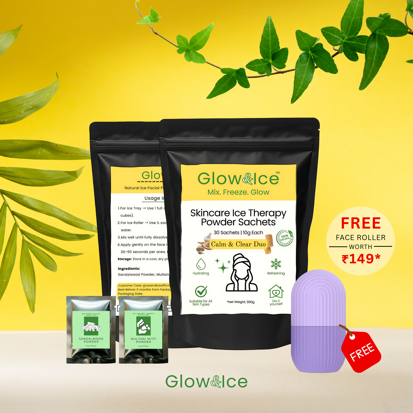 Calm & Clear Duo – Skincare Ice Therapy Sachets (Sandalwood & Multani Mitti)