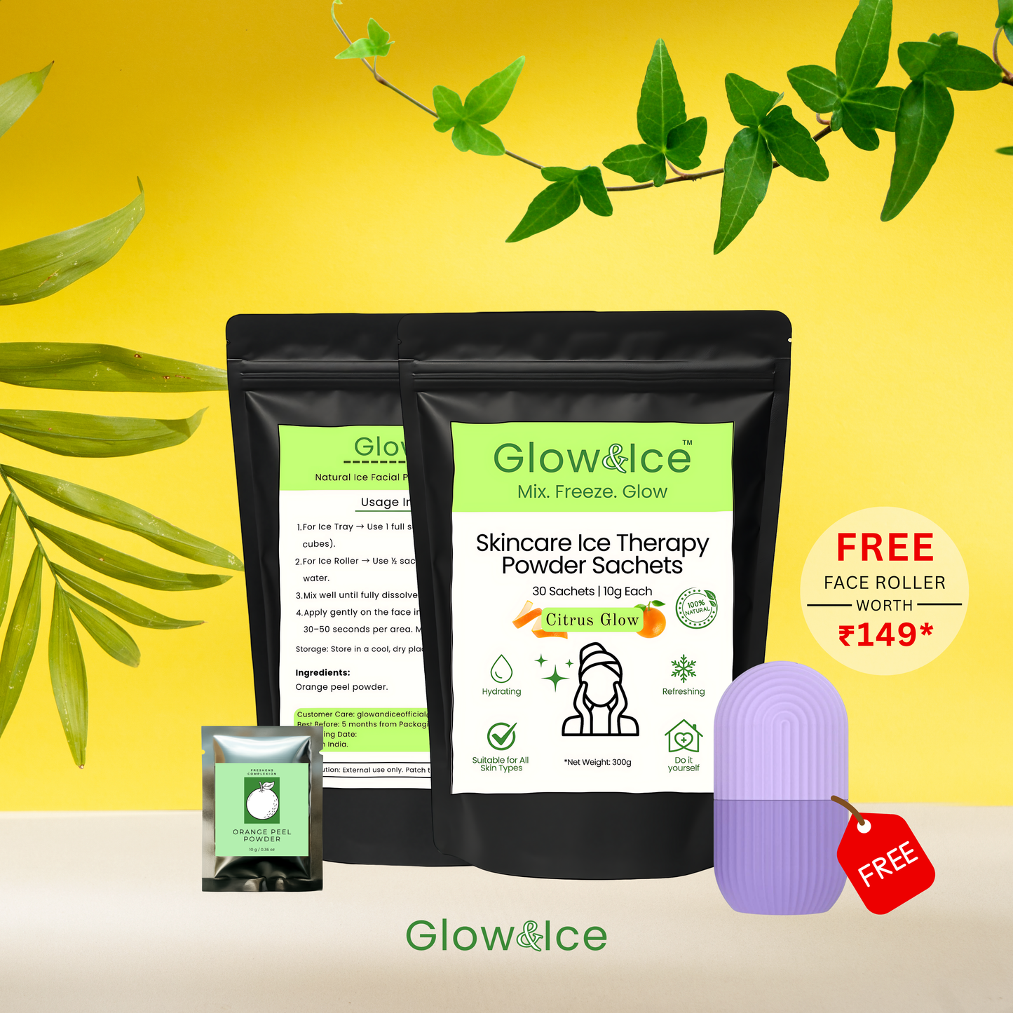 Citrus Glow – Skincare Ice Therapy Sachets (Orange Peel Powder)