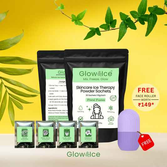 Floral Fusion – Skincare Ice Therapy Sachets (Neem, Hibiscus, Aloe Vera & Rose)
