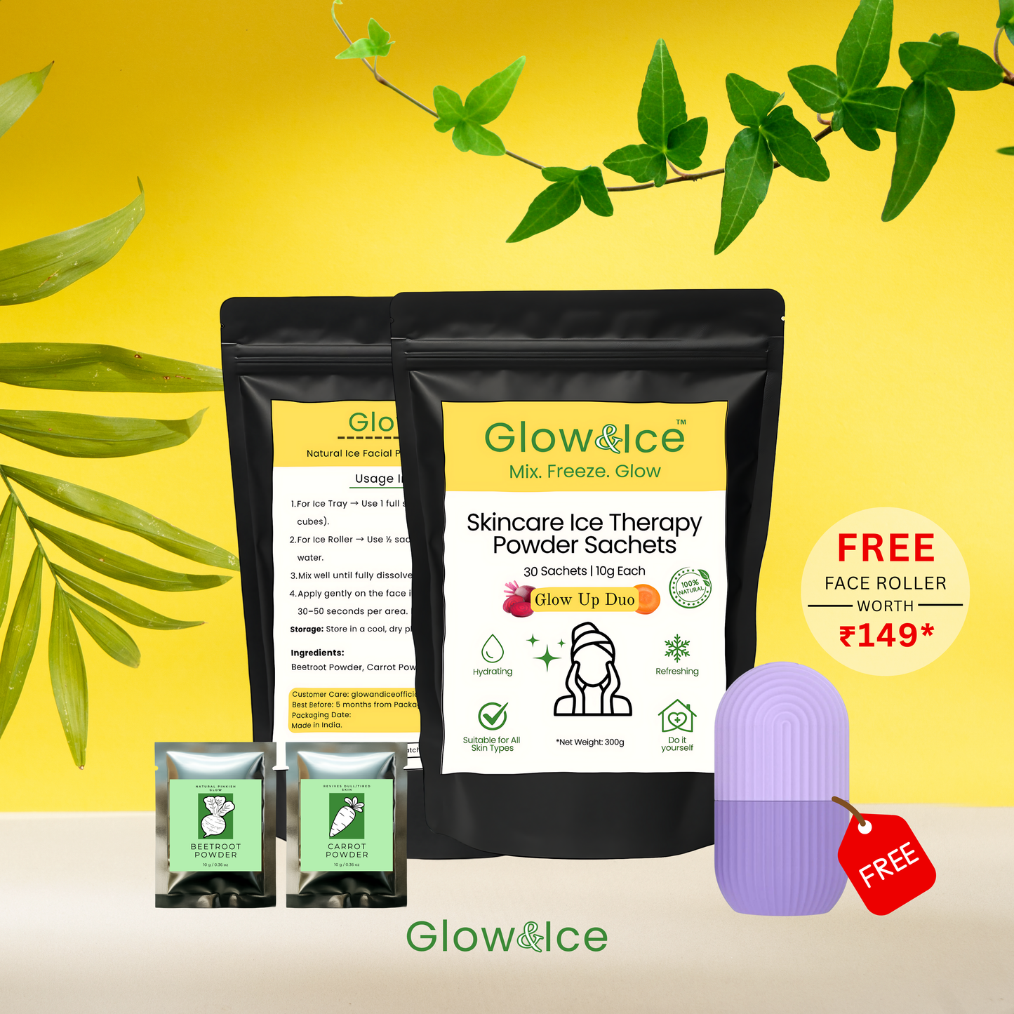 Glow Up Duo – Skincare Ice Therapy Sachets (Beetroot & Carrot)