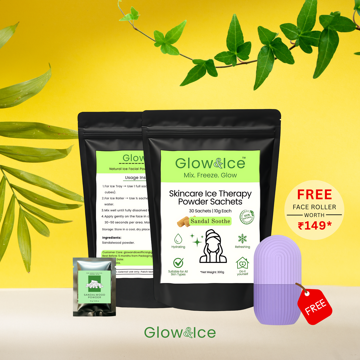 Sandal Soothe – Skincare Ice Therapy Sachets (Sandalwood Powder)